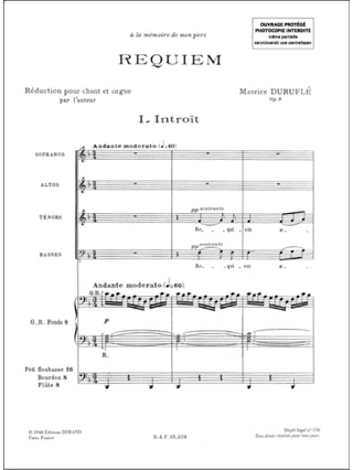 Requiem - Choeur et Orgue - DURUFLÉ - Partition - Chœur